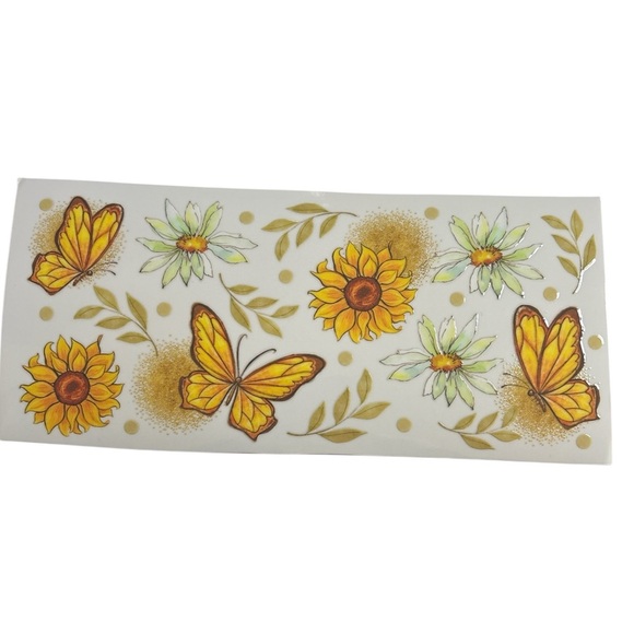 Other - Golden Butterflies & Sunflowers Cup Decal 519